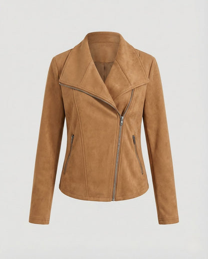 Stylish Biker Jacket for Women Asymmetric-Zip Tailored