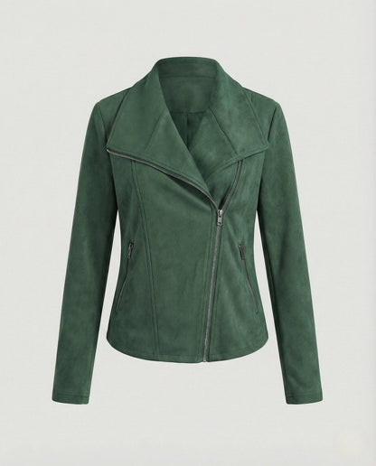 Stylish Biker Jacket for Women Asymmetric-Zip Tailored