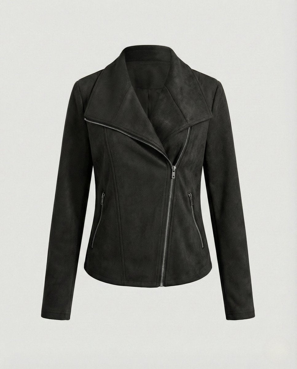 Stylish Biker Jacket for Women Asymmetric-Zip Tailored