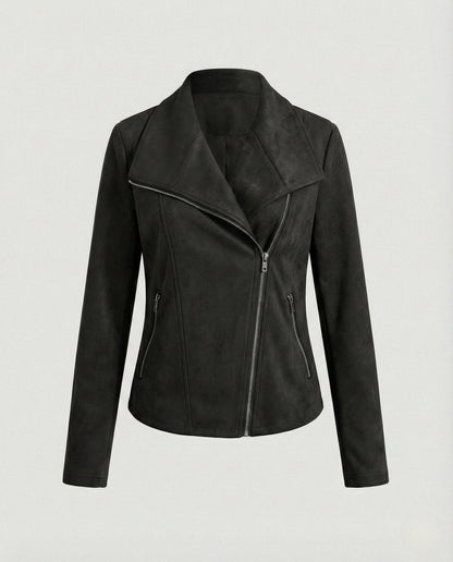 Stylish Biker Jacket for Women Asymmetric-Zip Tailored