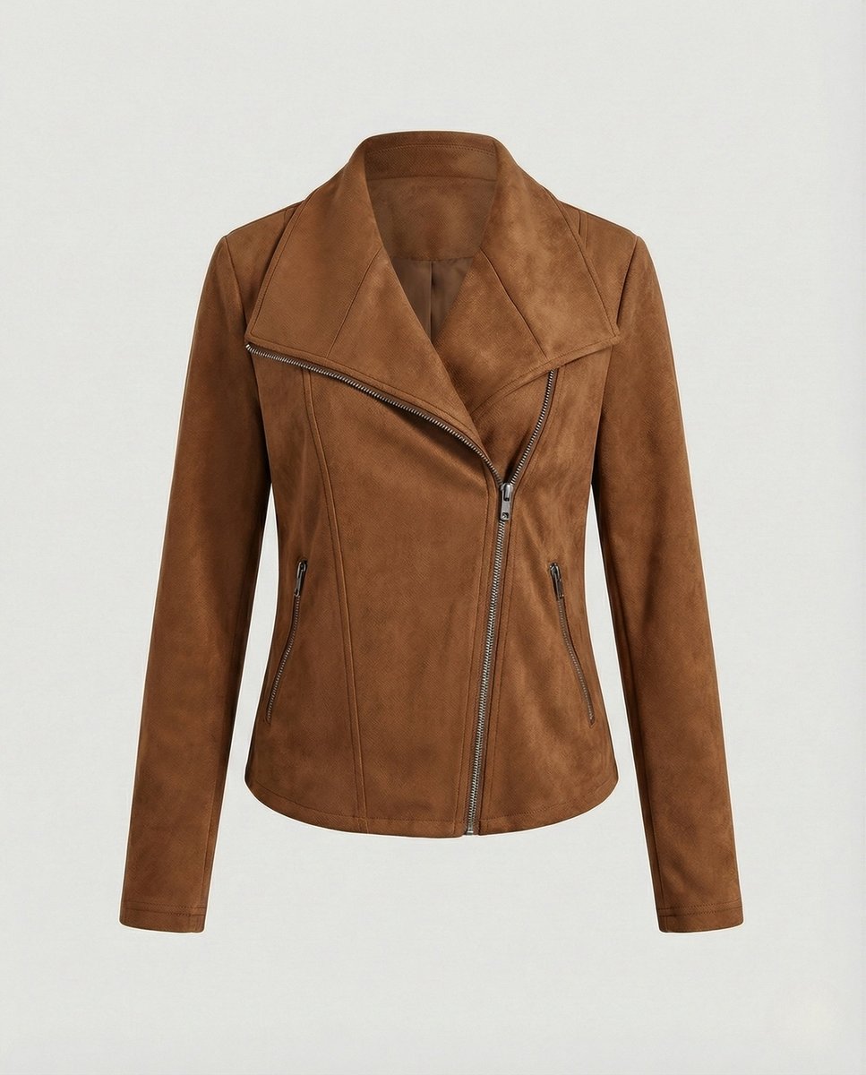 Stylish Biker Jacket for Women Asymmetric-Zip Tailored