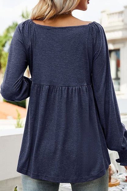 Stylish Tunic for Women Babydoll Empire-Waist Long-Sleeve