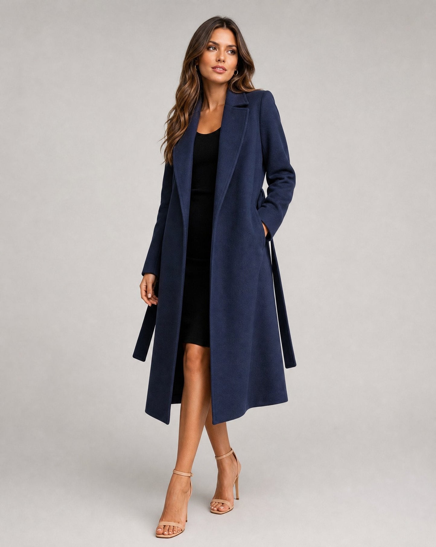 Elegant Trench Coat for Women Belted Long Lapel