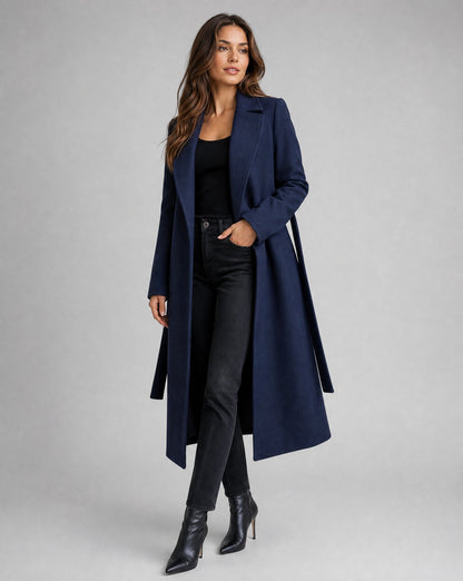 Elegant Trench Coat for Women Belted Long Lapel