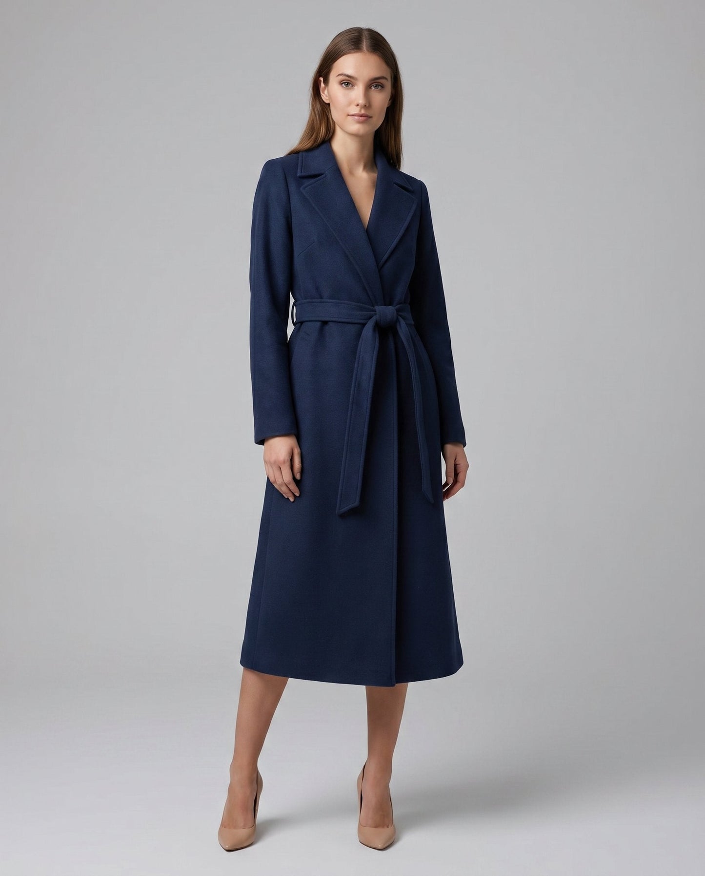 Elegant Trench Coat for Women Belted Long Lapel
