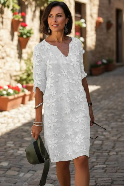 Elegant Midi Dress for Women Floral-Lace V-Neck