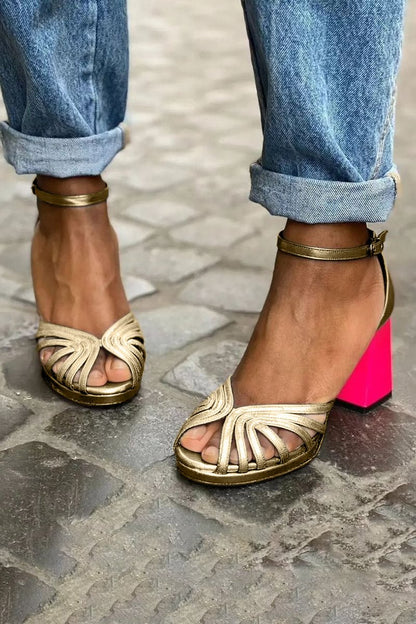 Stylish Block-Heel Sandals for Women Multi-Strap Open-Toe