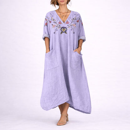 Elegant Maxi Dress for Women Paisley-Print Long-Sleeve