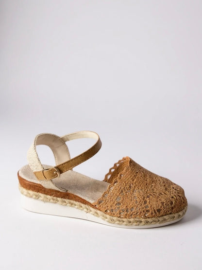Comfortable Sandals for Women Crochet Espadrille Ankle-Strap