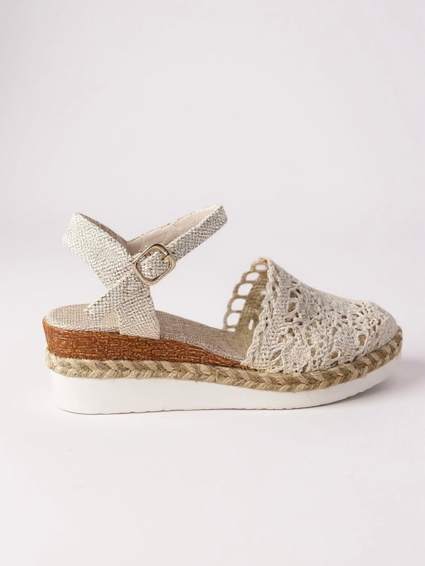 Comfortable Sandals for Women Crochet Espadrille Ankle-Strap