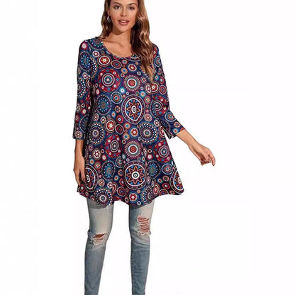 Stylish Tunic for Women Mandala-Print Swing