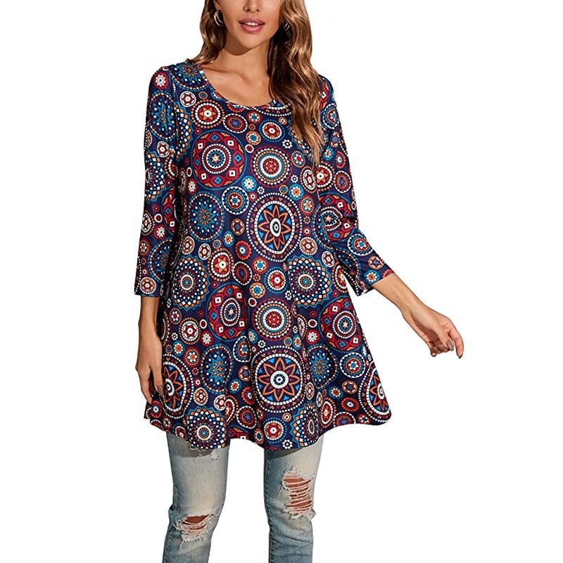 Stylish Tunic for Women Mandala-Print Swing
