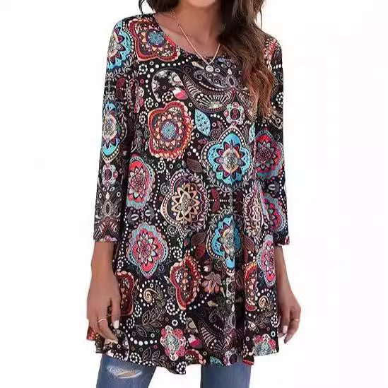 Stylish Tunic for Women Mandala-Print Swing