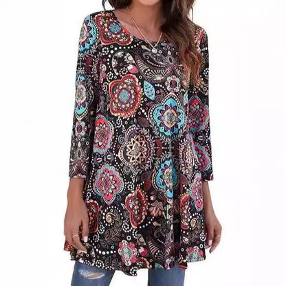 Stylish Tunic for Women Mandala-Print Swing