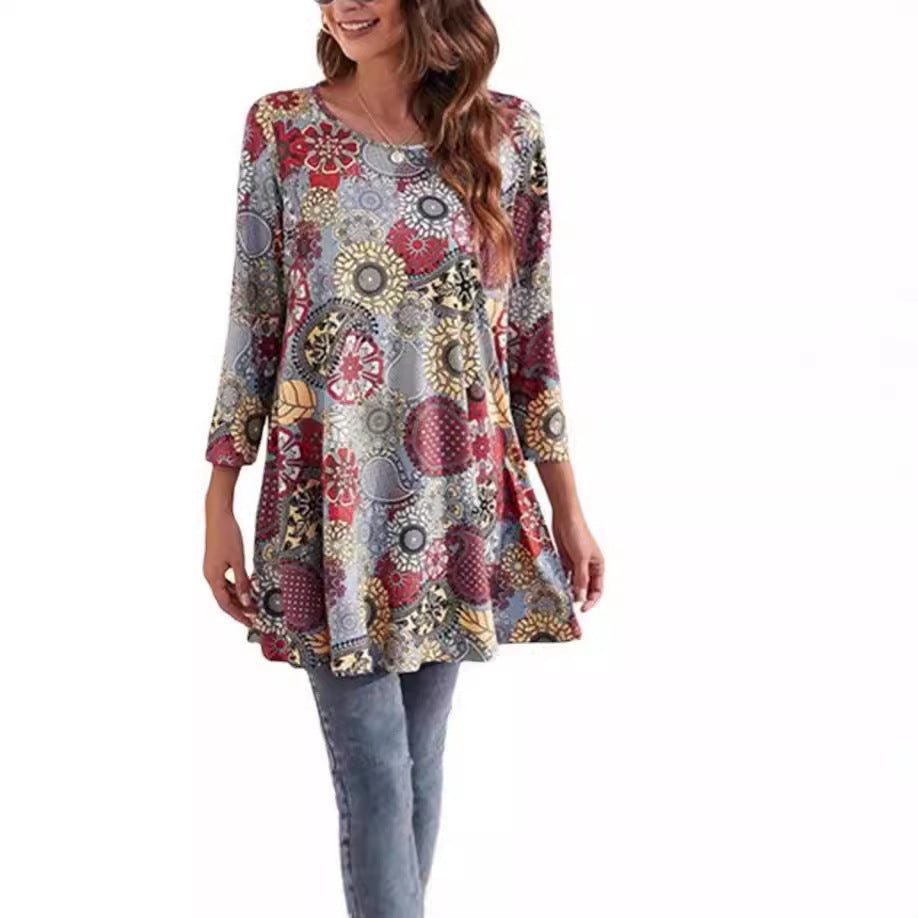 Stylish Tunic for Women Mandala-Print Swing