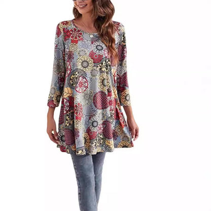Stylish Tunic for Women Mandala-Print Swing