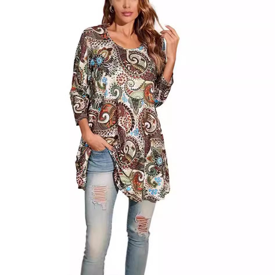 Stylish Tunic for Women Mandala-Print Swing
