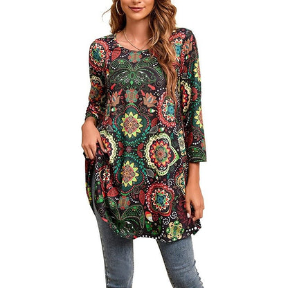 Stylish Tunic for Women Mandala-Print Swing
