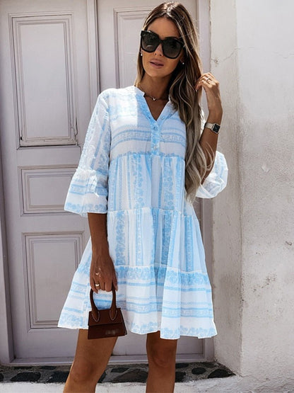 Stylish Mini Dress for Women Tiered Relaxed-Fit