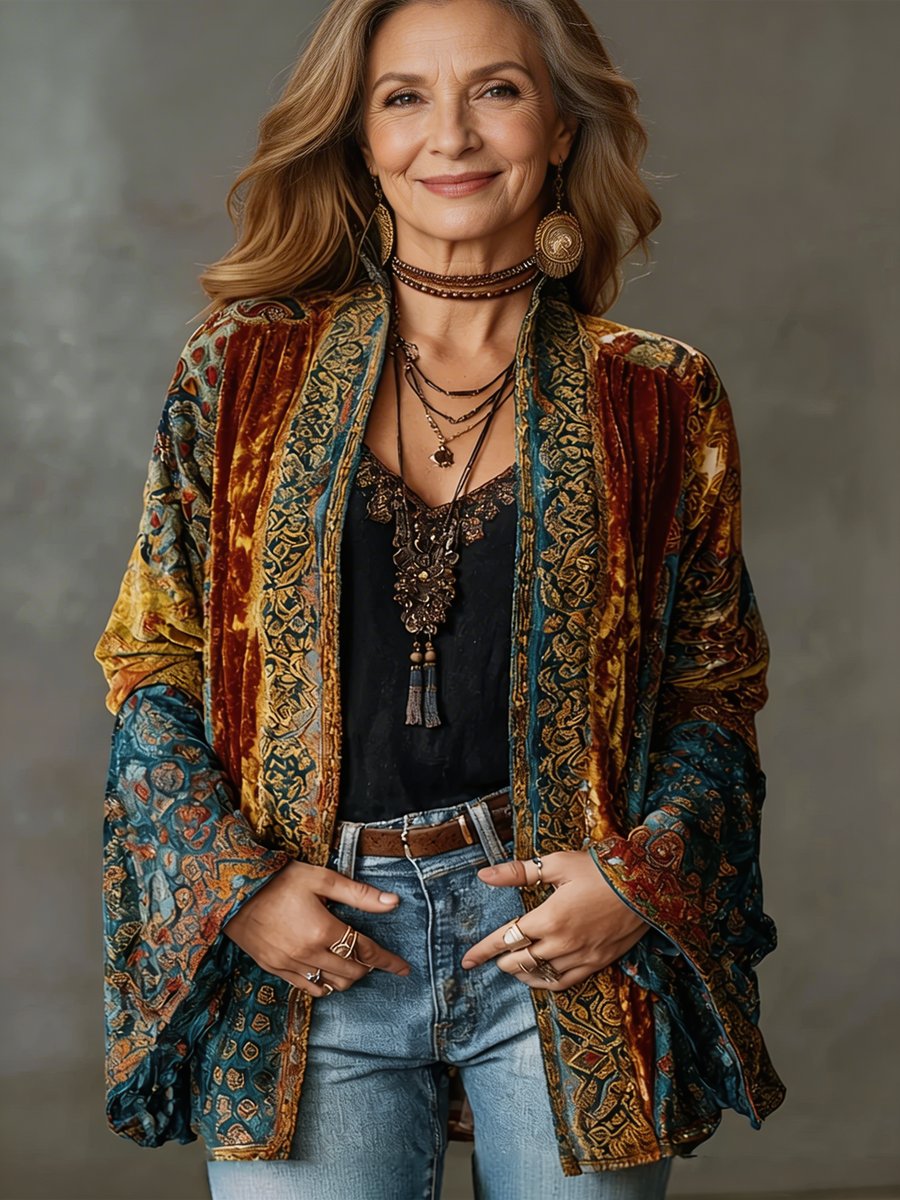 Effortless Kimono Jacket for Women Paisley-Print Loose-Fit