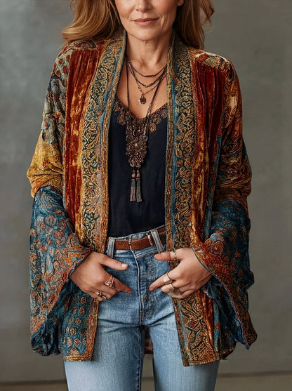Effortless Kimono Jacket for Women Paisley-Print Loose-Fit