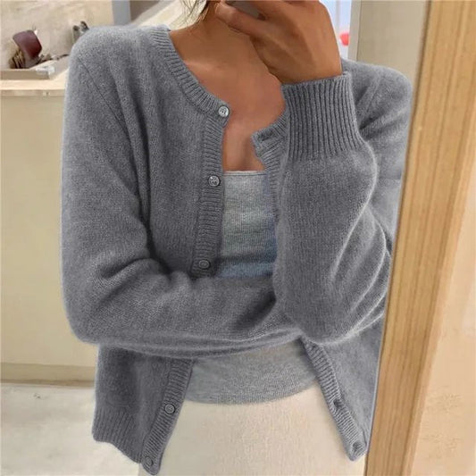 Comfortable Cardigan for Women Button-Front Cropped Relaxed-Fit