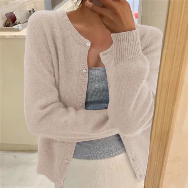 Comfortable Cardigan for Women Button-Front Cropped Relaxed-Fit