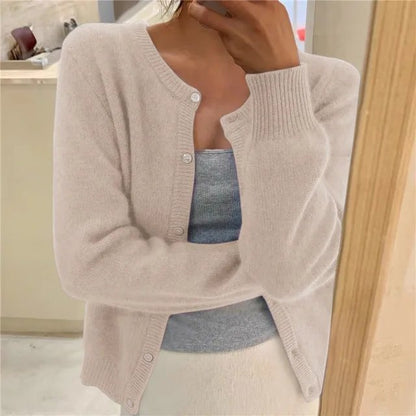Comfortable Cardigan for Women Button-Front Cropped Relaxed-Fit