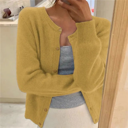 Comfortable Cardigan for Women Button-Front Cropped Relaxed-Fit