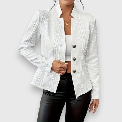 Elegant Mock-Neck Sweater for Women Cable-Knit Fitted Long-Sleeve
