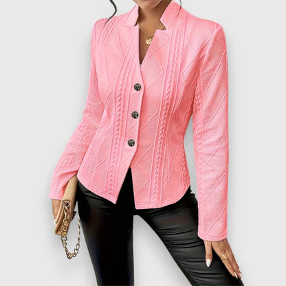 Elegant Mock-Neck Sweater for Women Cable-Knit Fitted Long-Sleeve