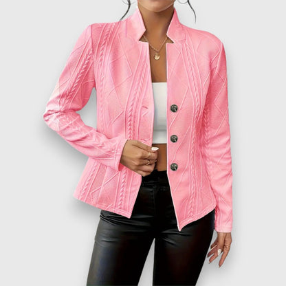 Elegant Mock-Neck Sweater for Women Cable-Knit Fitted Long-Sleeve