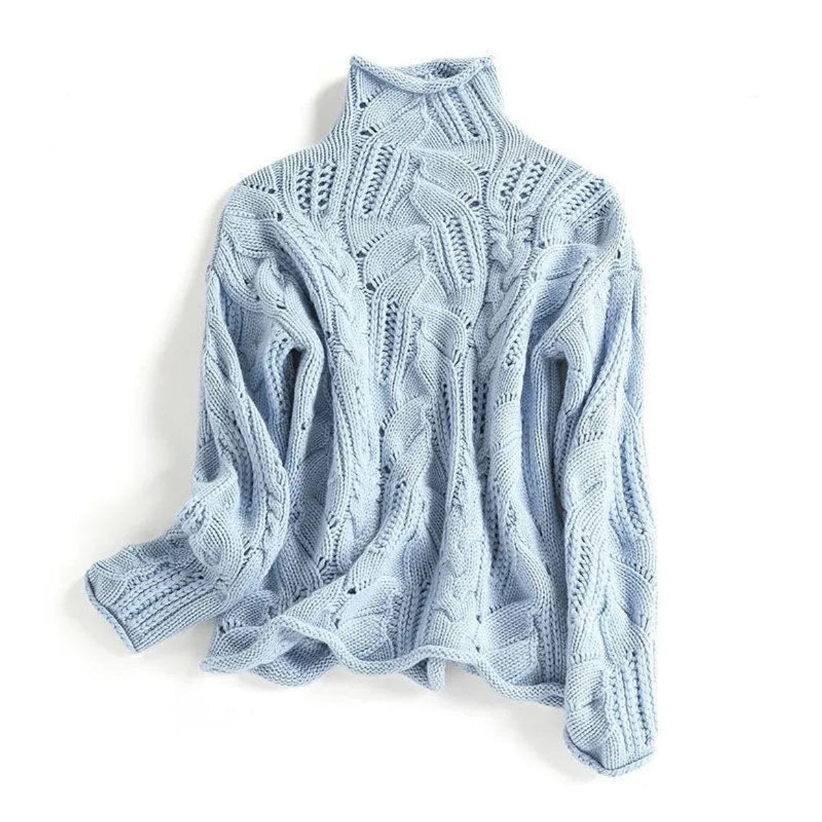 Comfortable Turtleneck Sweater for Women Cable-Knit Loose-Fit