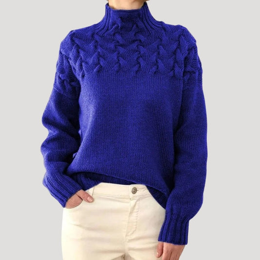 Comfortable Sweater for Women Cable-Knit Turtleneck Pullover