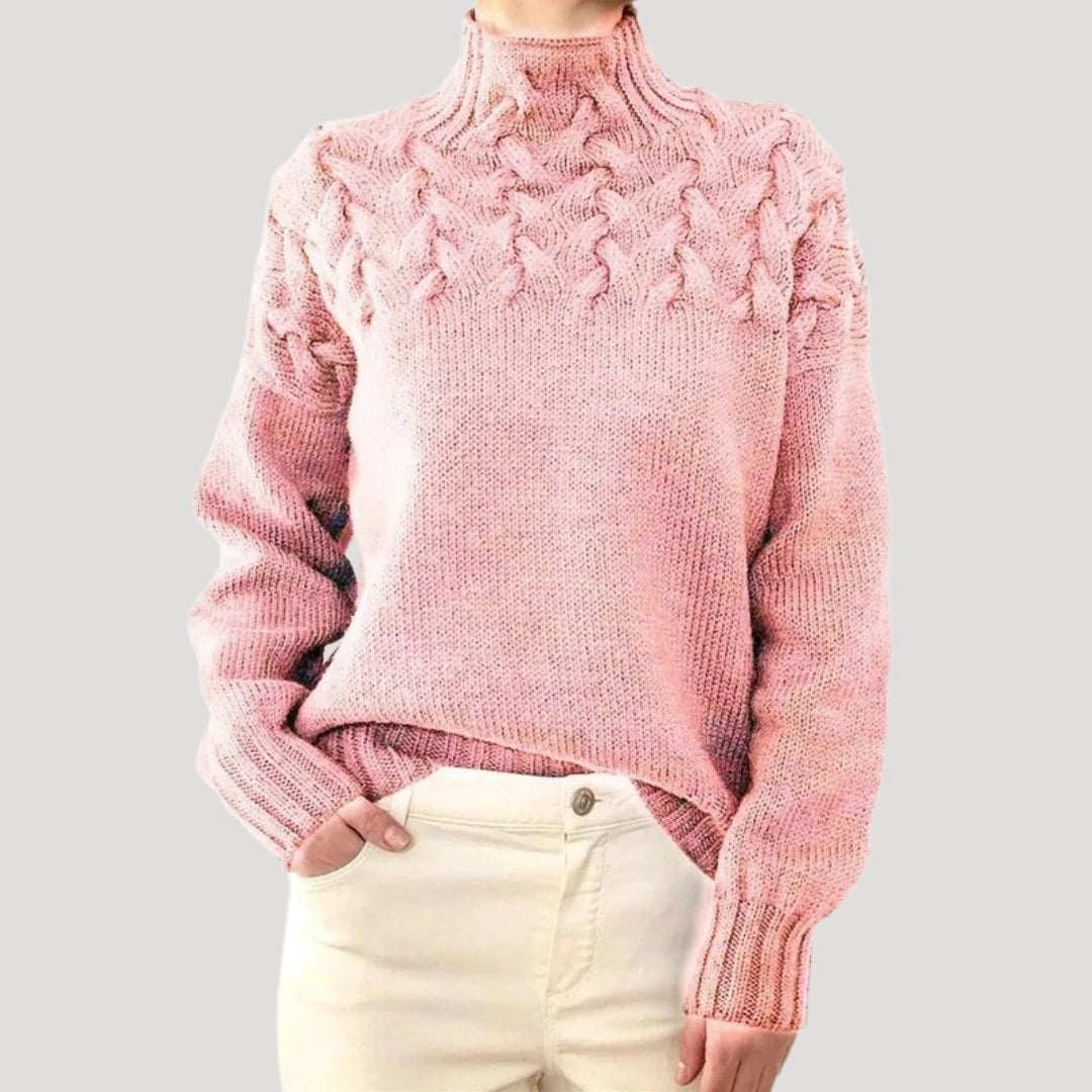 Comfortable Sweater for Women Cable-Knit Turtleneck Pullover