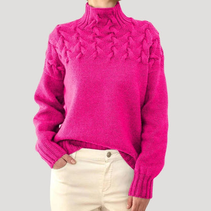Comfortable Sweater for Women Cable-Knit Turtleneck Pullover