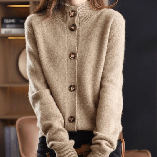 Comfortable Cardigan for Women Button-Front Stand-Collar Knit