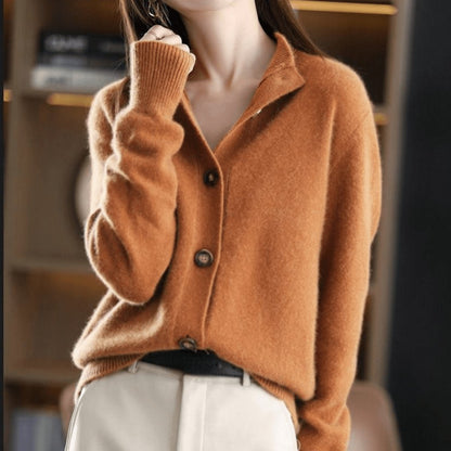 Comfortable Cardigan for Women Button-Front Stand-Collar Knit