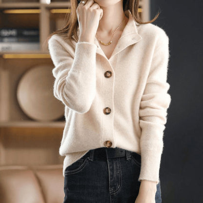 Comfortable Cardigan for Women Button-Front Stand-Collar Knit
