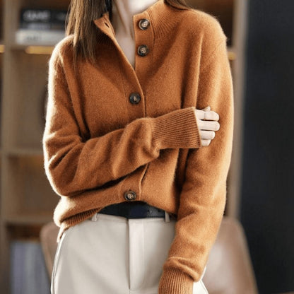 Comfortable Cardigan for Women Button-Front Stand-Collar Knit
