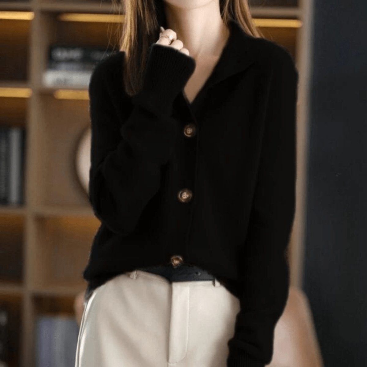 Comfortable Cardigan for Women Button-Front Stand-Collar Knit