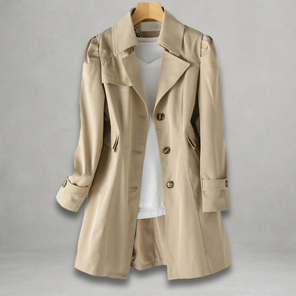 Elegant Trench Coat for Women Notch-Lapel Single-Breasted