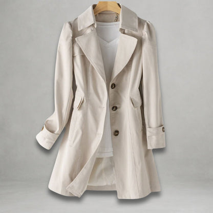 Elegant Trench Coat for Women Notch-Lapel Single-Breasted