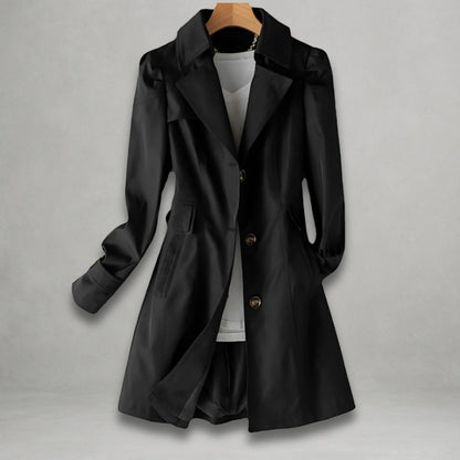 Elegant Trench Coat for Women Notch-Lapel Single-Breasted