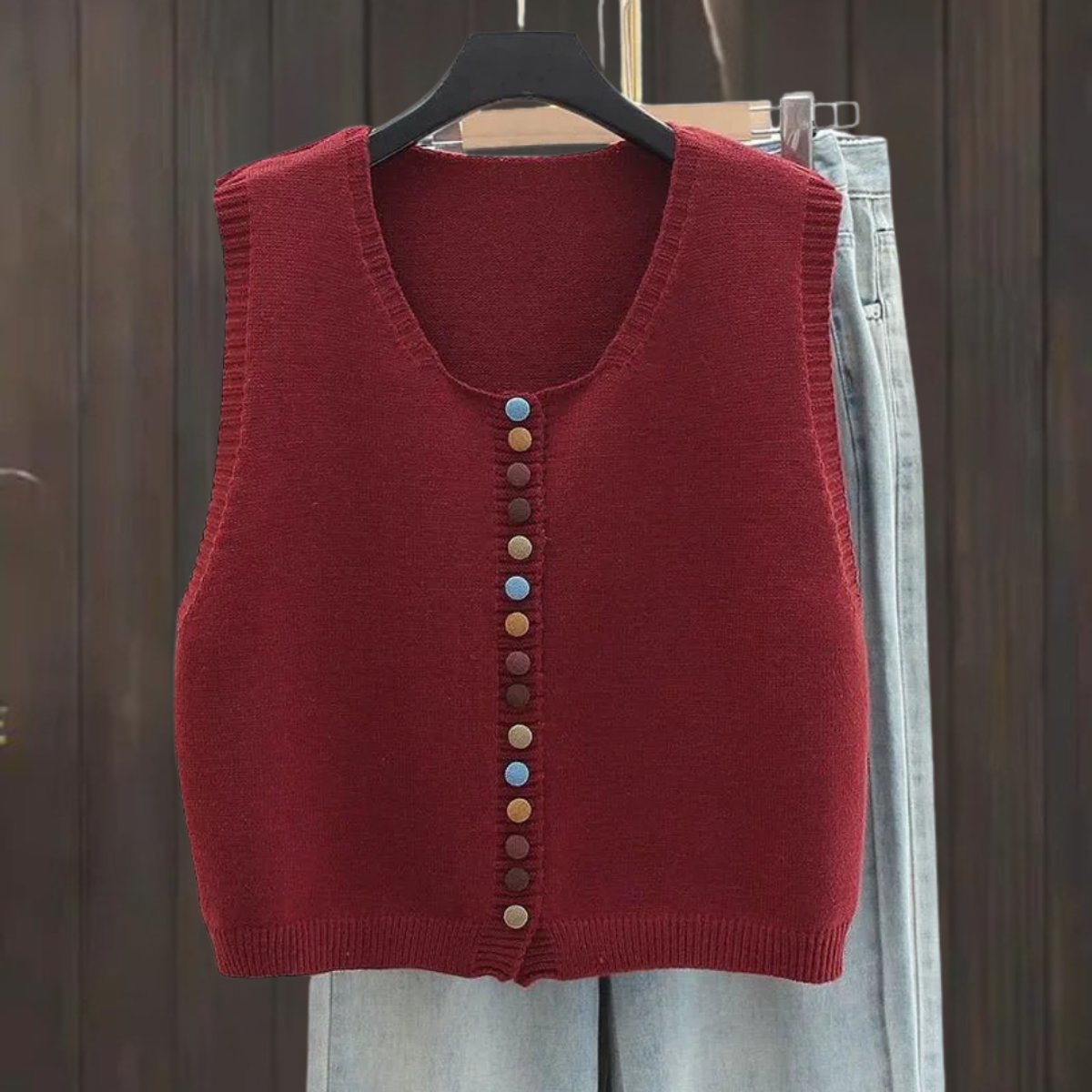 Effortless Knit Sweater Vest for Women Button-Front Sleeveless