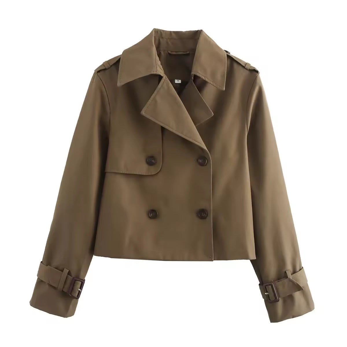 Stylish Cropped Jacket for Women Double-Breasted Buckle-Cuff