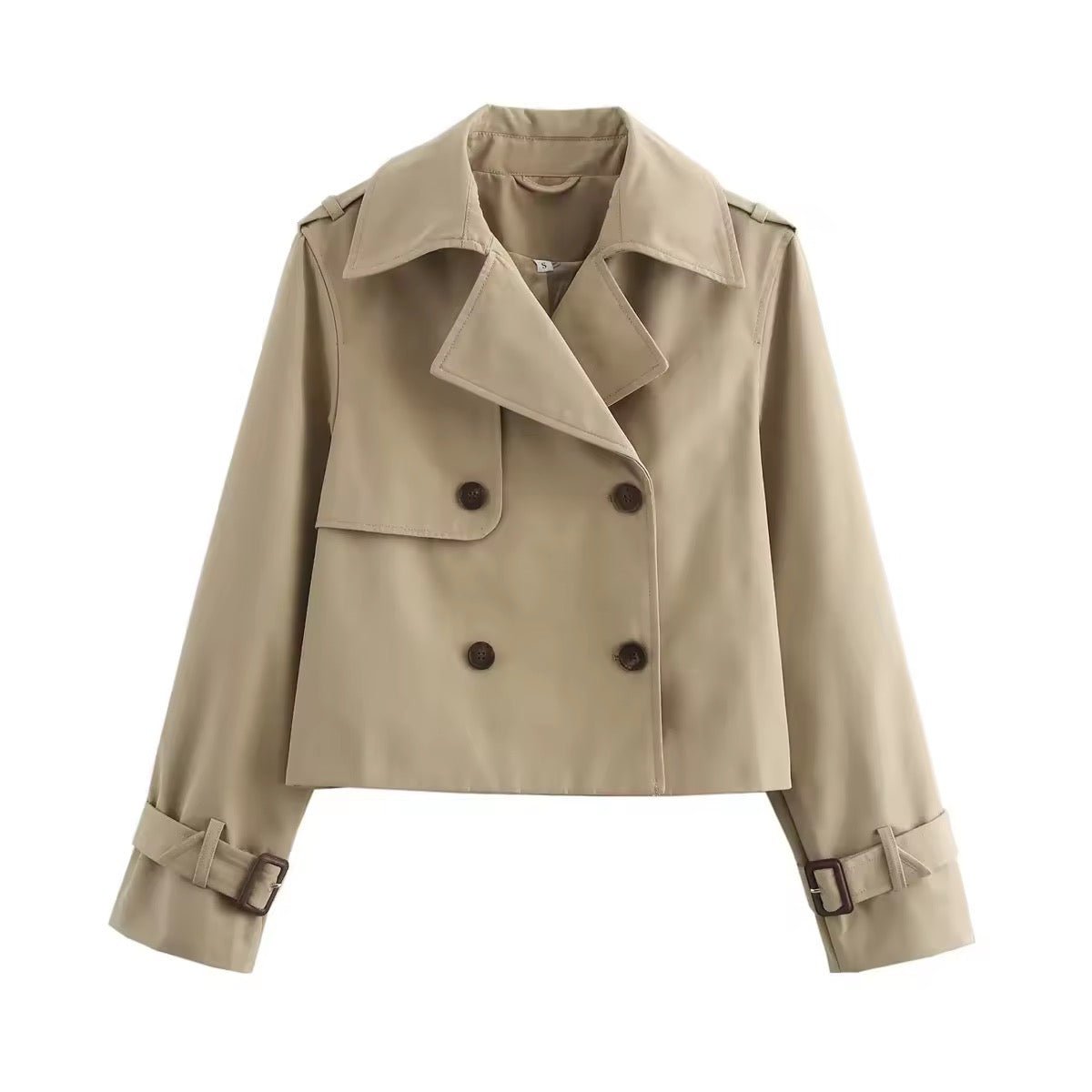 Stylish Cropped Jacket for Women Double-Breasted Buckle-Cuff