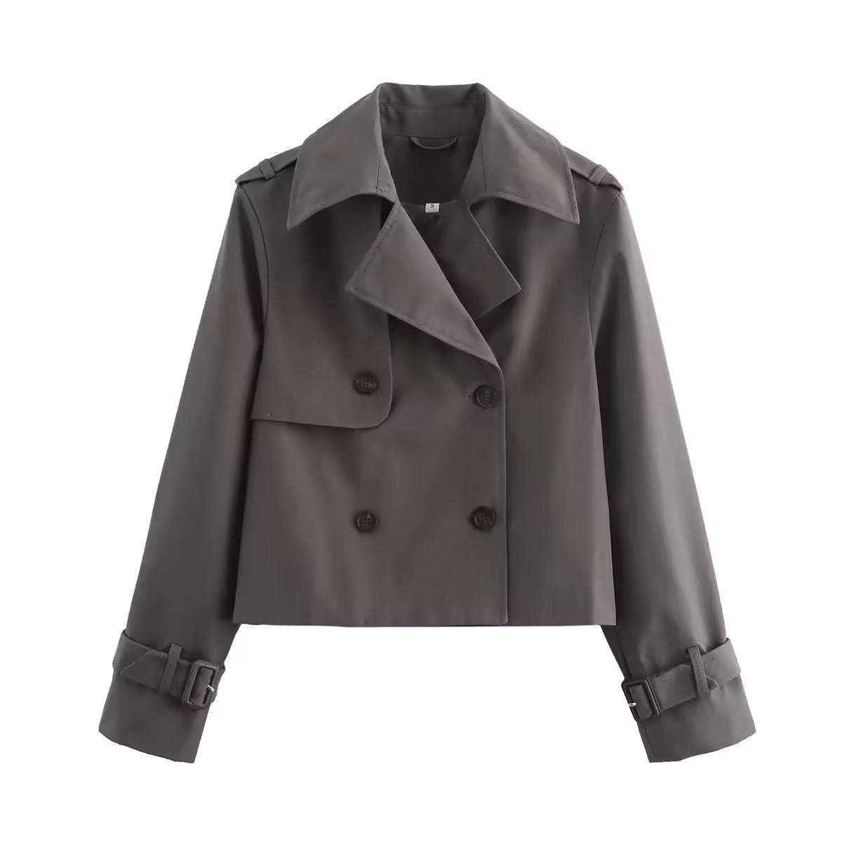Stylish Cropped Jacket for Women Double-Breasted Buckle-Cuff