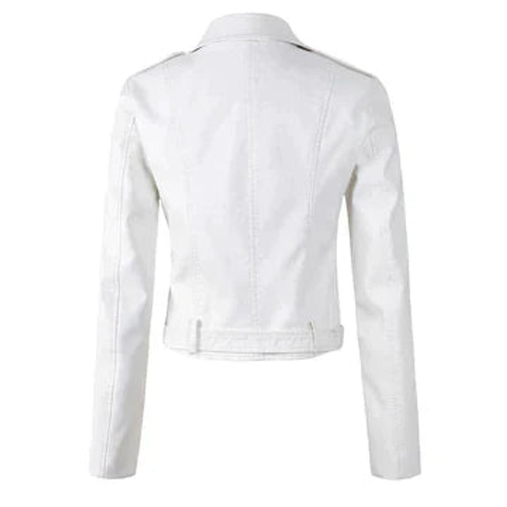 Stylish Biker Jacket for Women Cropped Belted