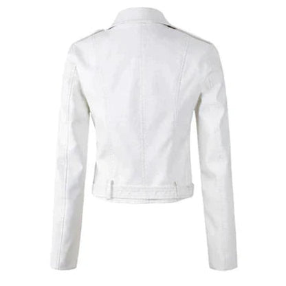 Stylish Biker Jacket for Women Cropped Belted